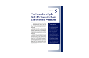 The Expenditure Cycle Part I: Purchases and Cash Disbursements