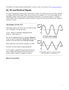 AC, DC and Electrical Signals