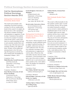2013 Award Nominations Information (from the section newsletter).