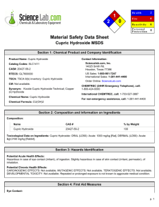 MSDS for Cupric Hydroxide