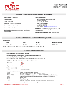 Copper Shot SDS - Pure Analytical Labs