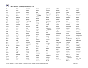 2016 School Spelling Bee Study List