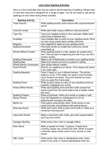 Lime Class Spelling Activities Here is a list of activities that may be