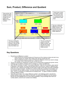 Sum, Product, Difference and Quotient