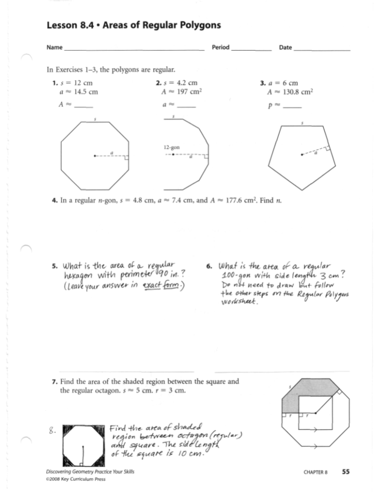geometry unit 10 shaded regions homework answer key