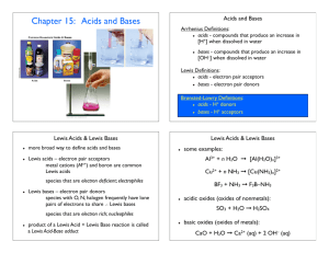 Chapter 15: Acids and Bases