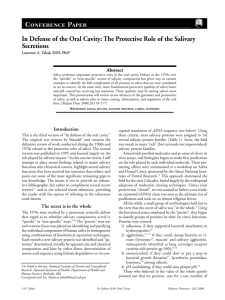 In Defense of the Oral Cavity: The Protective Role of the Salivary