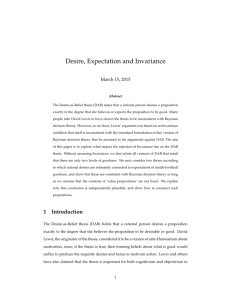 Desire, Expectation and Invariance