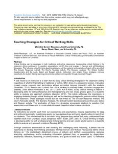 Teaching Strategies for Critical Thinking Skills
