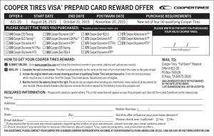 cooper tires visa® prepaid card reward offer
