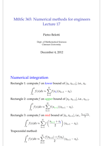MthSc 365: Numerical methods for engineers Lecture 17 Numerical