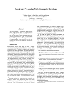 Constraint Preserving XML Storage in Relations