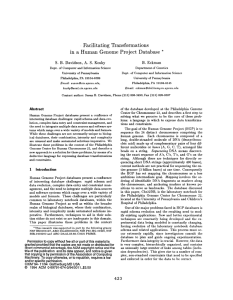 Facilitating Transformations in a Human Genome Project Database *