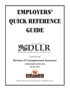 Employers Quick Reference Guide - Maryland Department of Labor