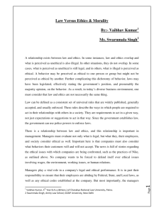 Law Versus Ethics & Morality By - XVIII Annual International Seminar
