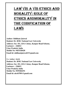 Law vis a vis Ethics and Morality