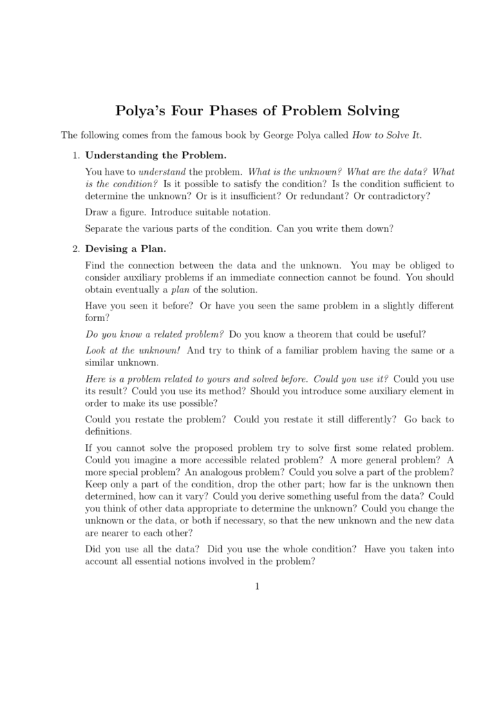 george polya problem solving pdf