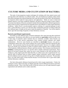 Culture Media and Cultivation of Bacteria