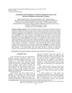 Formulation and Evaluation of a Selective Medium for Lactic Acid