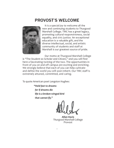 provost's welcome - Thurgood Marshall College