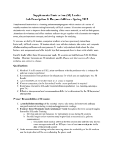 (SI) Leader Job Description & Responsibilities – Spring 2013