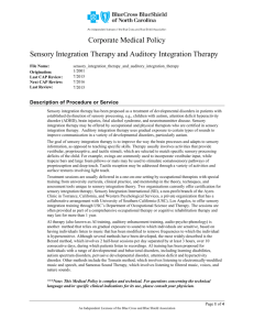 Sensory Integration Therapy - Blue Cross and Blue Shield of North