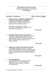 Information about the module Project Management I SS 2015 (1