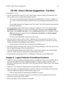 CS 100 - Exam 2 Review Suggestions