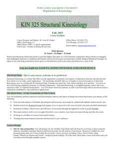 KIN 325 Structural Kinesiology