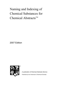 Naming and Indexing of Chemical Substances for Chemical Abstracts