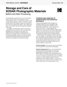 Storage and Care of KODAK Photographic Materials