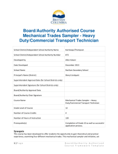Board/Authority Authorised Course Mechanical Trades Sampler
