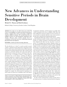 New Advances in Understanding Sensitive Periods in Brain