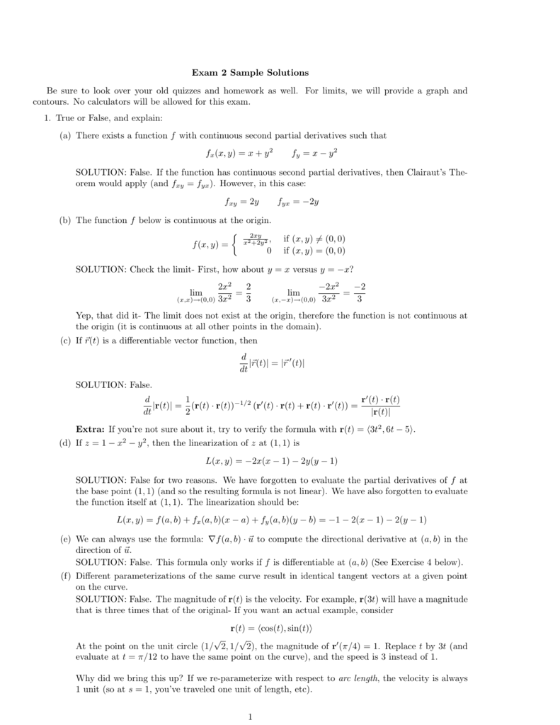 Solutions To The Extra Sample Questions