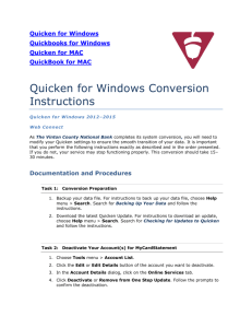 Quicken for Windows Conversion Instructions