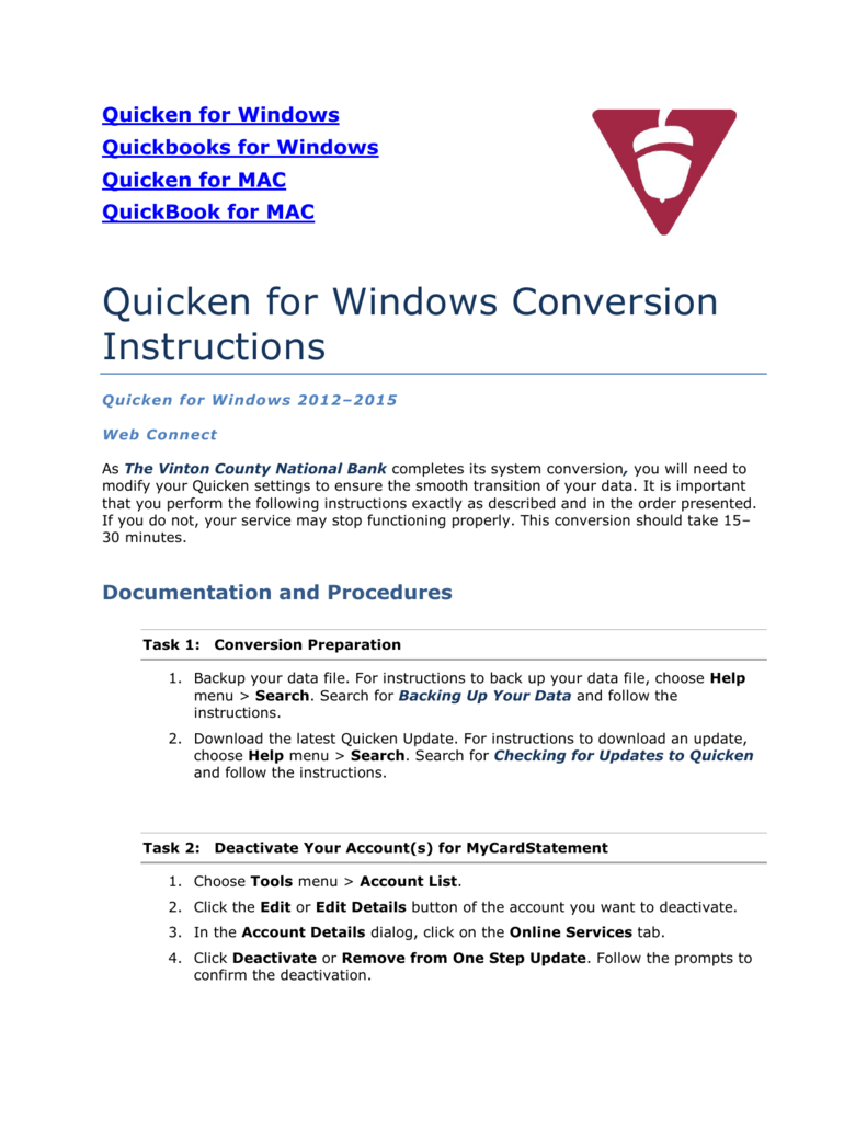 i have quicken for windows. convert to quicken for mac?