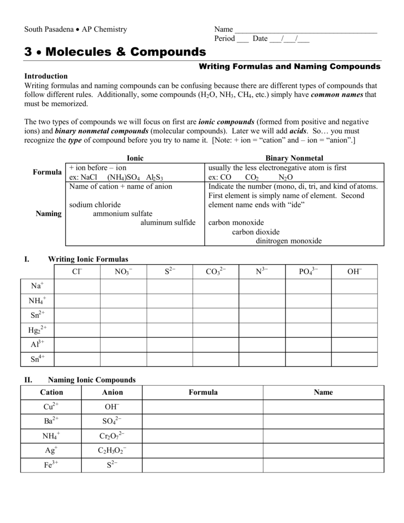 11 • Molecules & Compounds With Regard To Molecules And Compounds Worksheet