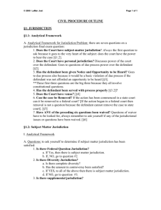 CIVIL PROCEDURE OUTLINE §1: JURISDICTION §1.1: Analytical