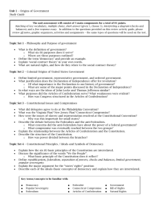 Unit 1 – Origins of Government Study Guide Topic Set 1