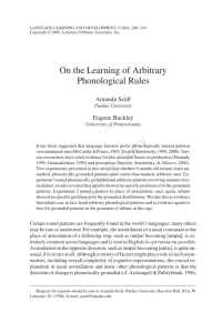 On the Learning of Arbitrary Phonological Rules