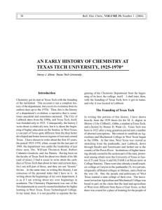 an early history of chemistry at texas tech university, 1925-1970