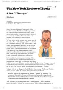 A New 'L'Étranger' by Claire Messud | The New York Review of Books