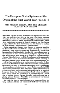 The European States System and the Origin of the First World War