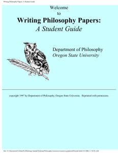 Writing Philosophy Papers: A Student Guide