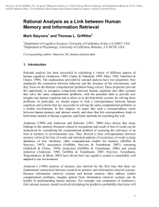 Probabilistic Topic Models for Memory and Information Retrieval
