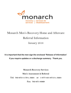 Monarch Men's Recovery Home and Aftercare Referral Information