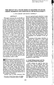 'The Impact of a State Bond Guarantee on State Credit Markets and