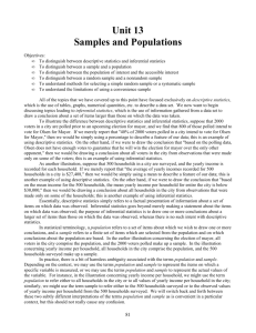 Unit 13 Samples and Populations