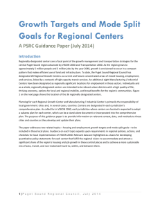 Growth Targets and Mode Split Goals for Regional Centers: A PSRC