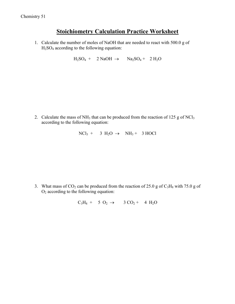 Stoichiometry Calculation Practice Worksheet In Stoichiometry Problems Worksheet Answers